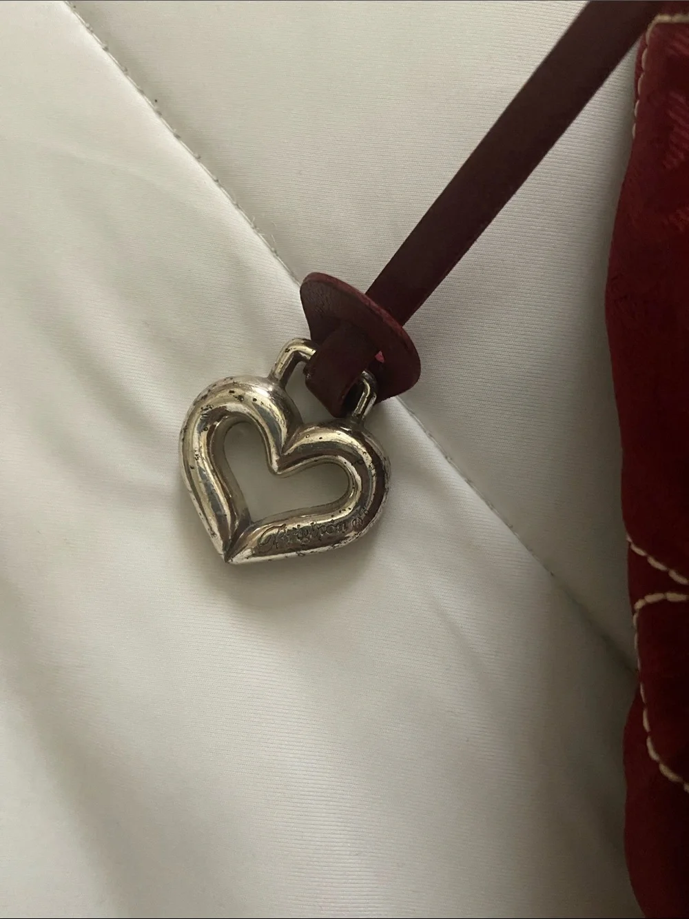 Brighton Quilted Heart-Patterned Burgundy Shoulder Bag - Picture 4 of 9